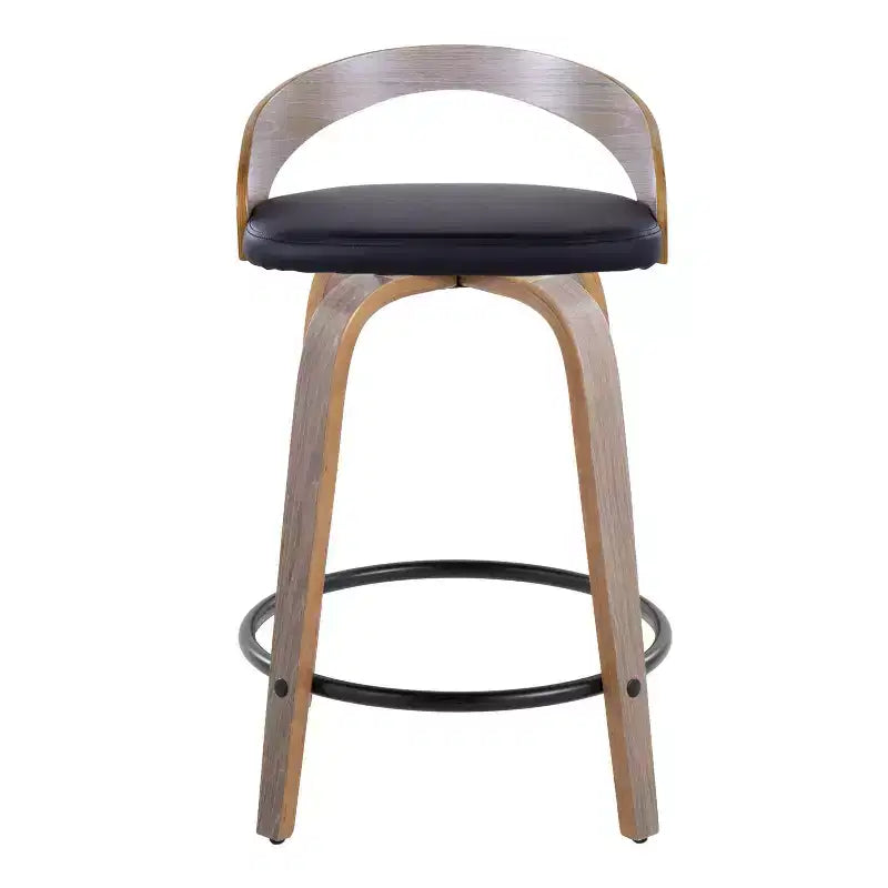 Sgabello da bancone girevole in similpelle grigio/nero, set da 2