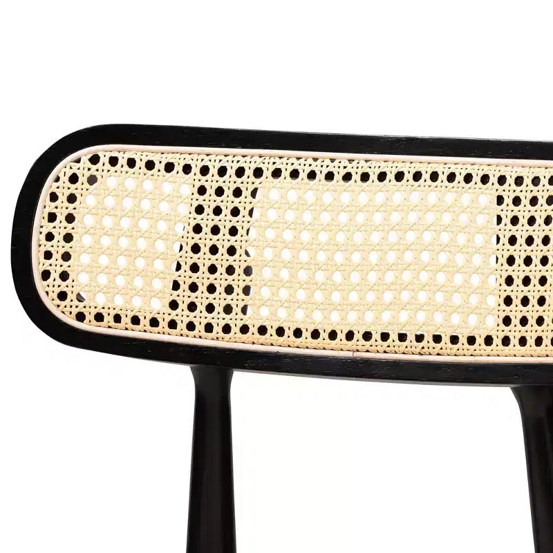 Sgabelli da bancone Mid-Century in rattan crema/nero/marrone chiaro, set da 2