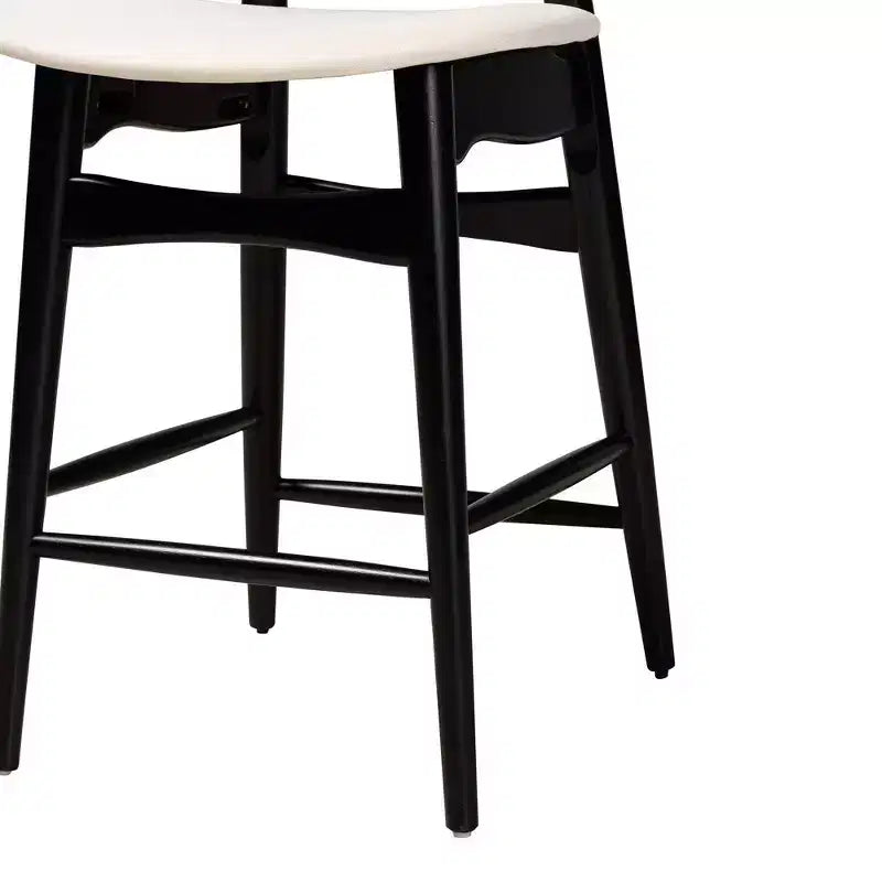 Sgabelli da bancone Mid-Century in rattan crema/nero/marrone chiaro, set da 2