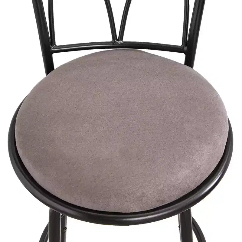 Sgabello da bar girevole grigio in microfibra, altezza regolabile, set da 3