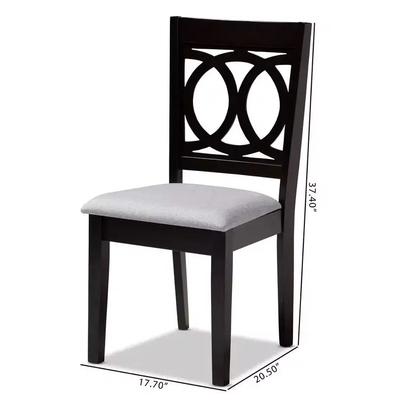 Sedie da pranzo imbottite grigie con schienale intagliato, set da 4