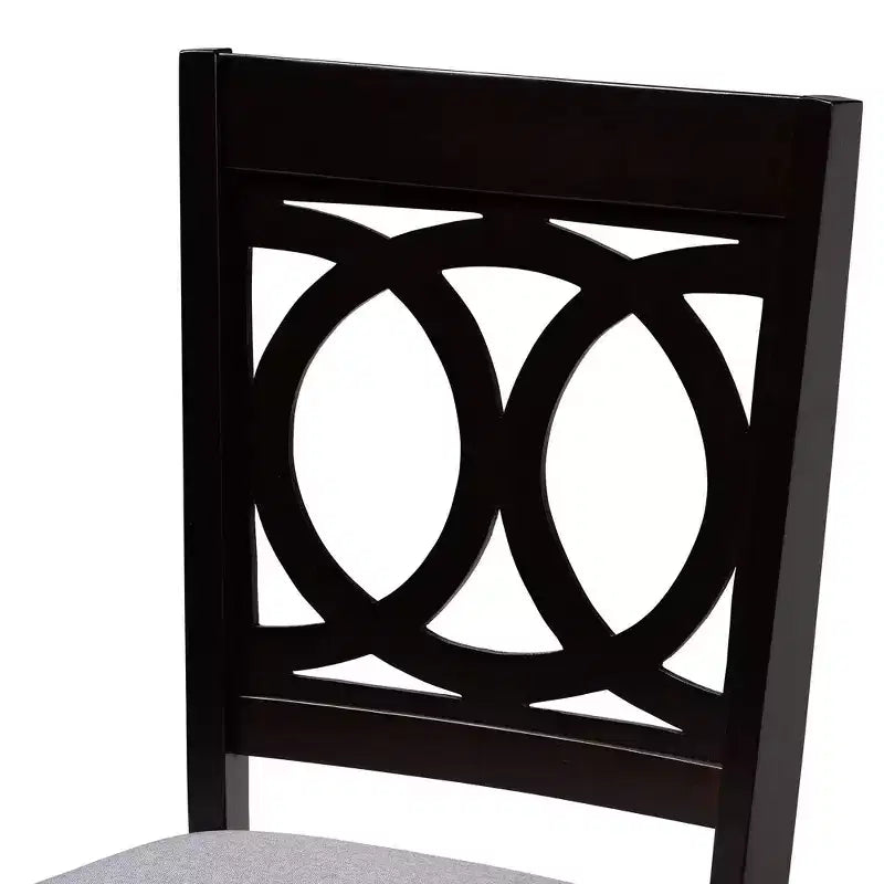 Sedie da pranzo imbottite grigie con schienale intagliato, set da 4