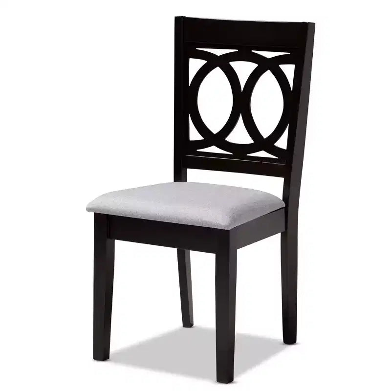 Sedie da pranzo imbottite grigie con schienale intagliato, set da 4