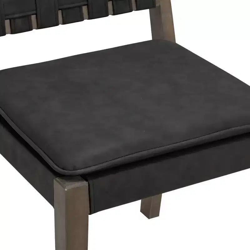 Sedia da pranzo in similpelle nera, senza braccioli, set da 8