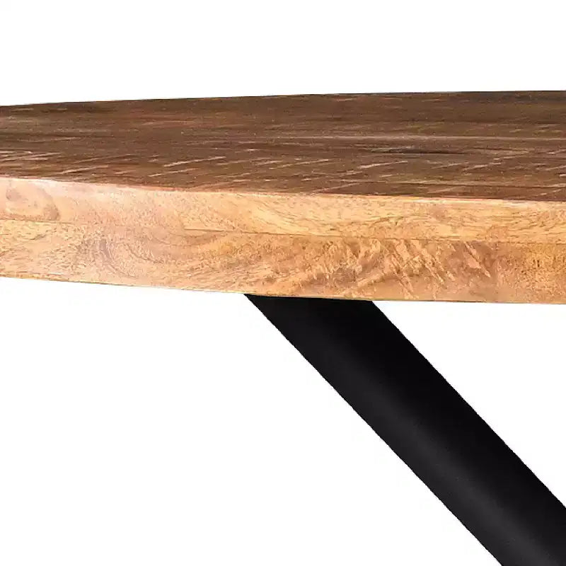 Tavolo da pranzo rotondo marrone/nero, base a croce, 4 posti a sedere