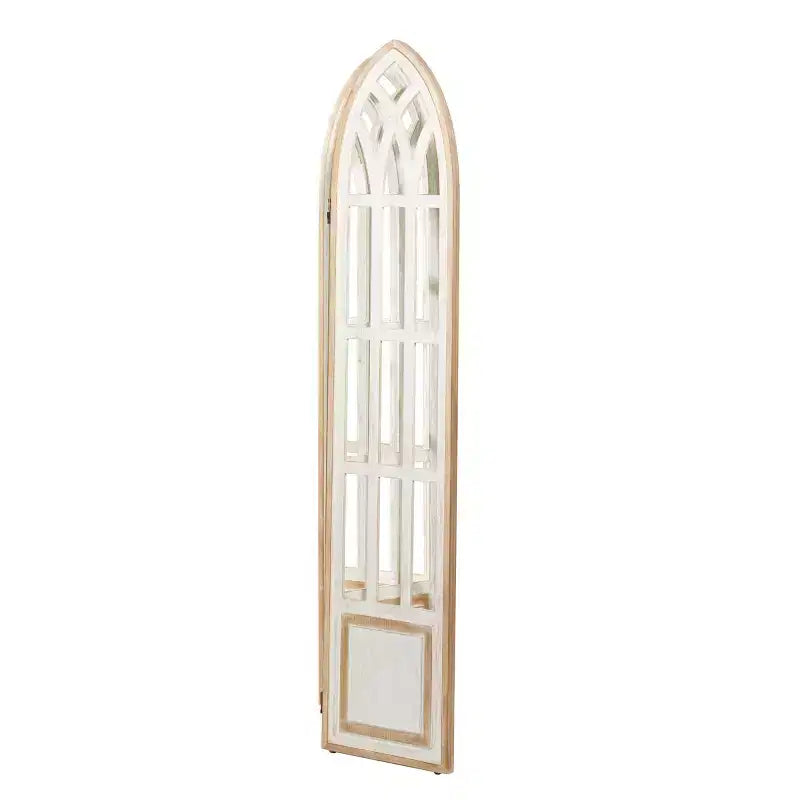 Paravento divisorio in legno bianco a 3 pannelli, stile rustico