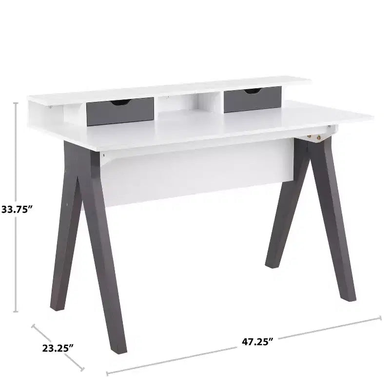 Scrivania bianca e grigia, legno, 1 persona