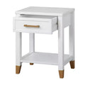 Buylateral Rena End Table White: Modern Mid-Century Style with Storage Drawer & Lower Shelf