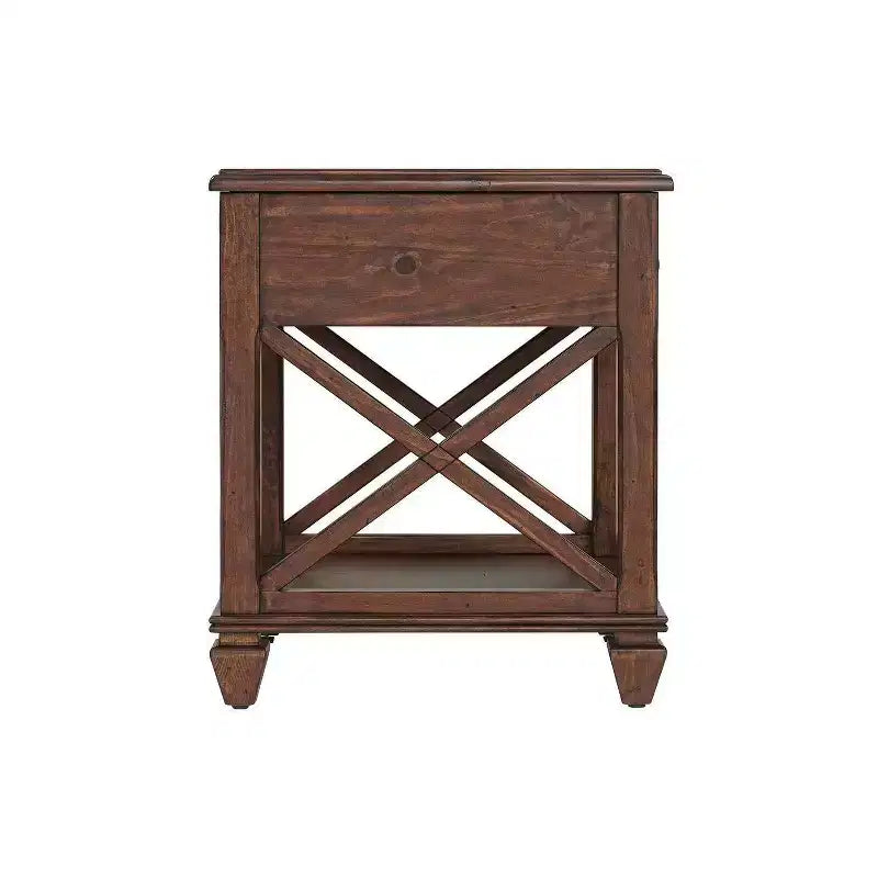 Tavolino quadrato in legno marrone con cassetto, 1 pezzo