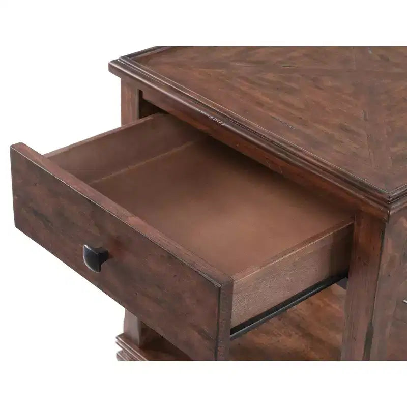 Tavolino quadrato in legno marrone con cassetto, 1 pezzo