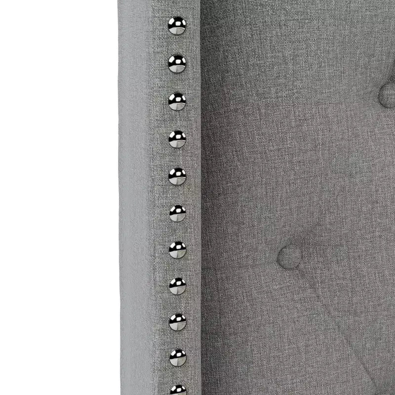 Letto matrimoniale/king-size imbottito con testiera ad ali, lino neutro