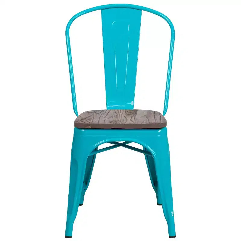 Sedia da pranzo impilabile in metallo e legno Rame / Blu-verde cristallo / Verde menta / Viola, 1 posto