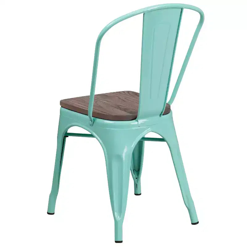 Sedia da pranzo impilabile in metallo e legno Rame / Blu-verde cristallo / Verde menta / Viola, 1 posto