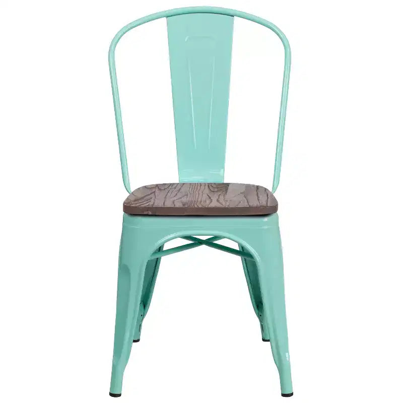 Sedia da pranzo impilabile in metallo e legno Rame / Blu-verde cristallo / Verde menta / Viola, 1 posto