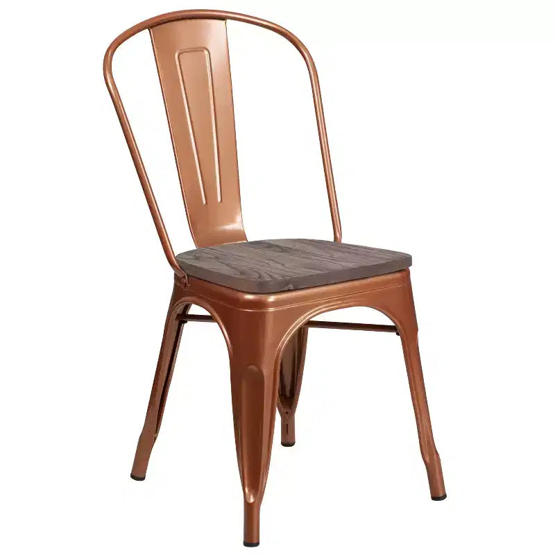 Sedia da pranzo impilabile in metallo e legno Rame / Blu-verde cristallo / Verde menta / Viola, 1 posto