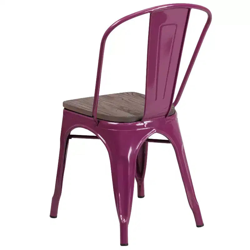 Sedia da pranzo impilabile in metallo e legno Rame / Blu-verde cristallo / Verde menta / Viola, 1 posto