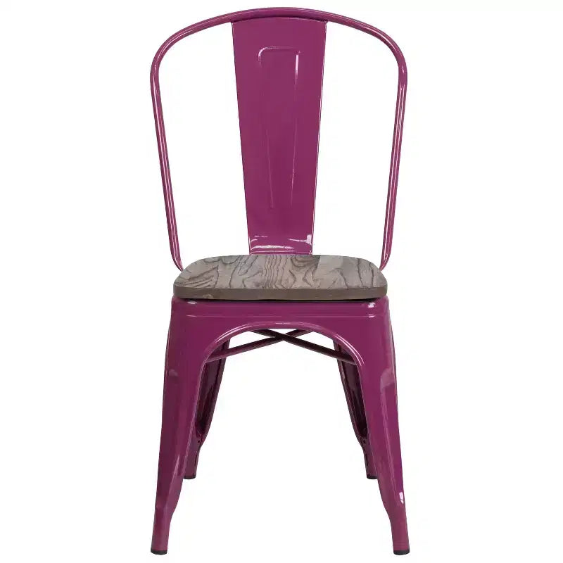 Sedia da pranzo impilabile in metallo e legno Rame / Blu-verde cristallo / Verde menta / Viola, 1 posto