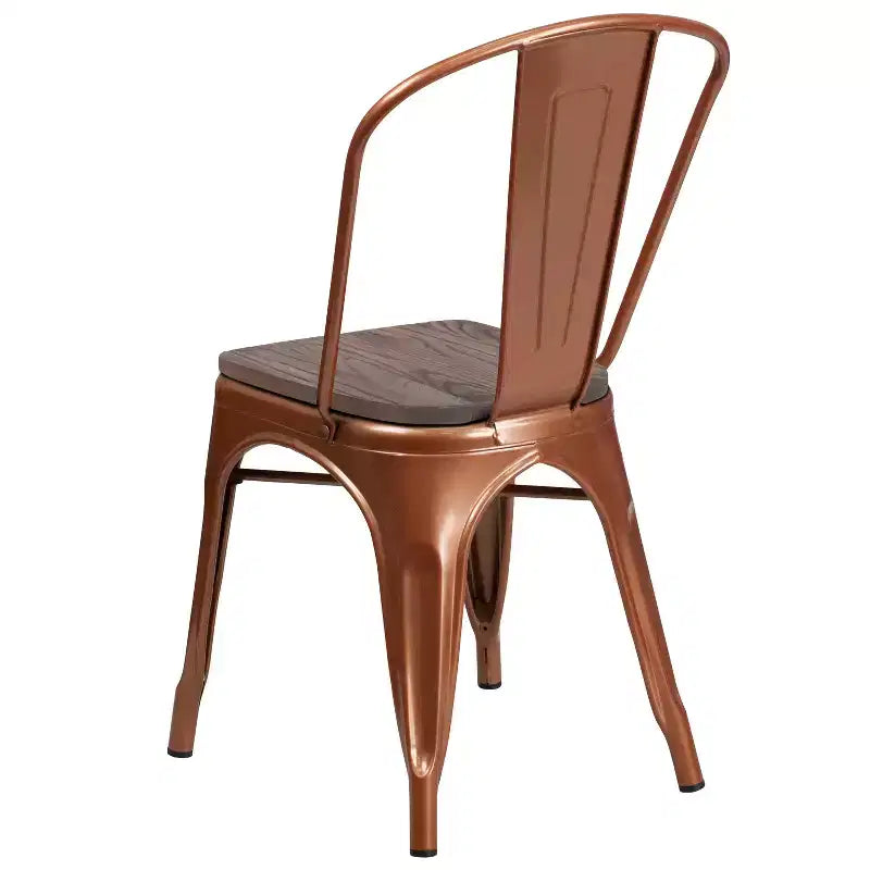 Sedia da pranzo impilabile in metallo e legno Rame / Blu-verde cristallo / Verde menta / Viola, 1 posto