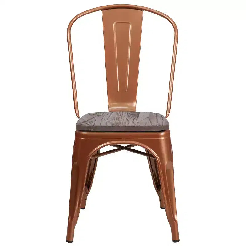 Sedia da pranzo impilabile in metallo e legno Rame / Blu-verde cristallo / Verde menta / Viola, 1 posto