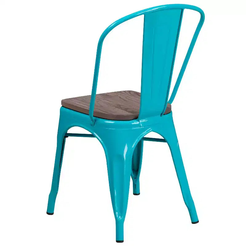 Sedia da pranzo impilabile in metallo e legno Rame / Blu-verde cristallo / Verde menta / Viola, 1 posto