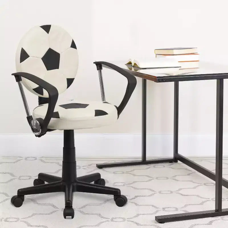 Sedia Girevole da Lavoro Monoposto con Braccioli, Nera e Arancione / Stile Sportivo