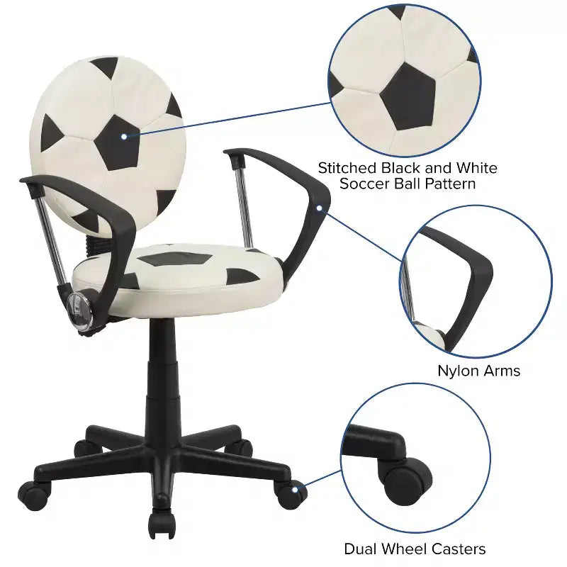 Sedia Girevole da Lavoro Monoposto con Braccioli, Nera e Arancione / Stile Sportivo