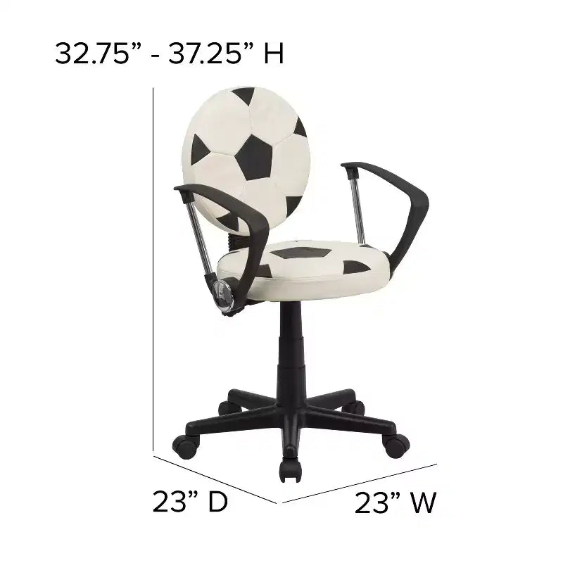 Sedia Girevole da Lavoro Monoposto con Braccioli, Nera e Arancione / Stile Sportivo