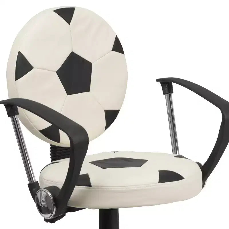 Sedia Girevole da Lavoro Monoposto con Braccioli, Nera e Arancione / Stile Sportivo