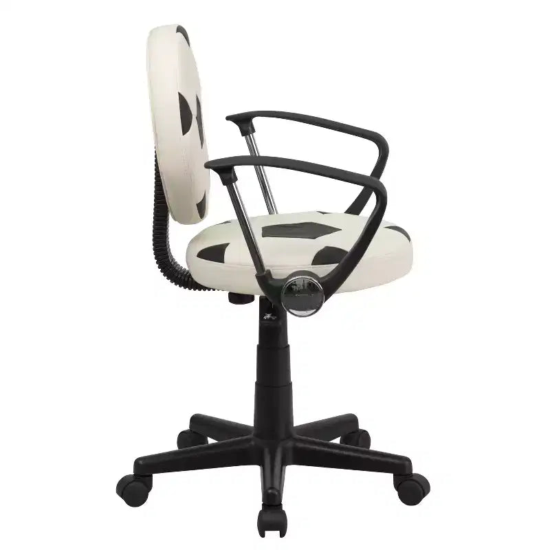 Sedia Girevole da Lavoro Monoposto con Braccioli, Nera e Arancione / Stile Sportivo