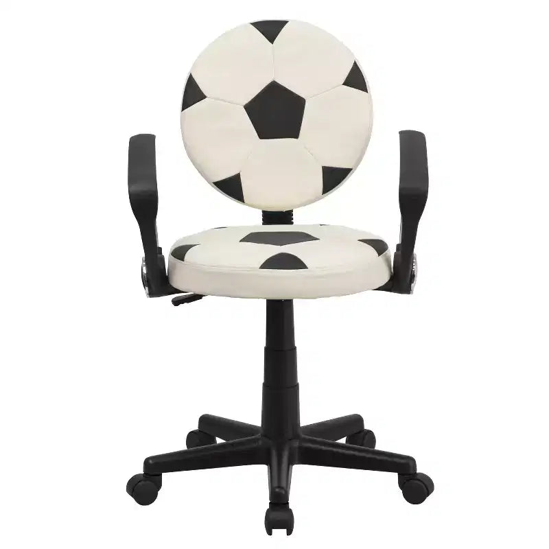Sedia Girevole da Lavoro Monoposto con Braccioli, Nera e Arancione / Stile Sportivo