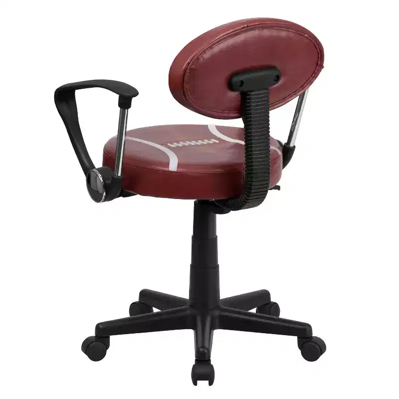 Sedia Girevole da Lavoro Monoposto con Braccioli, Nera e Arancione / Stile Sportivo