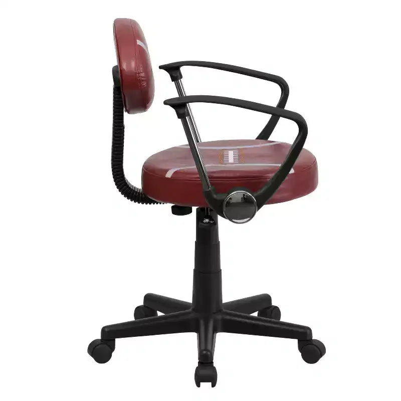 Sedia Girevole da Lavoro Monoposto con Braccioli, Nera e Arancione / Stile Sportivo