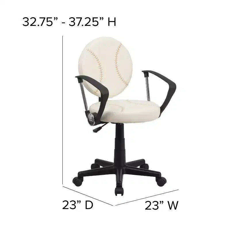 Sedia Girevole da Lavoro Monoposto con Braccioli, Nera e Arancione / Stile Sportivo