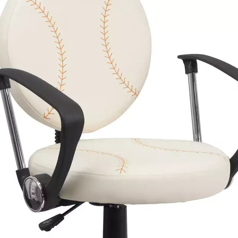 Sedia Girevole da Lavoro Monoposto con Braccioli, Nera e Arancione / Stile Sportivo