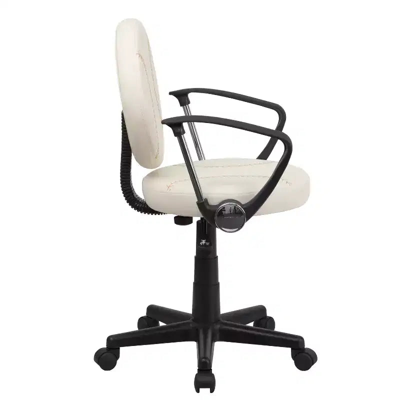 Sedia Girevole da Lavoro Monoposto con Braccioli, Nera e Arancione / Stile Sportivo