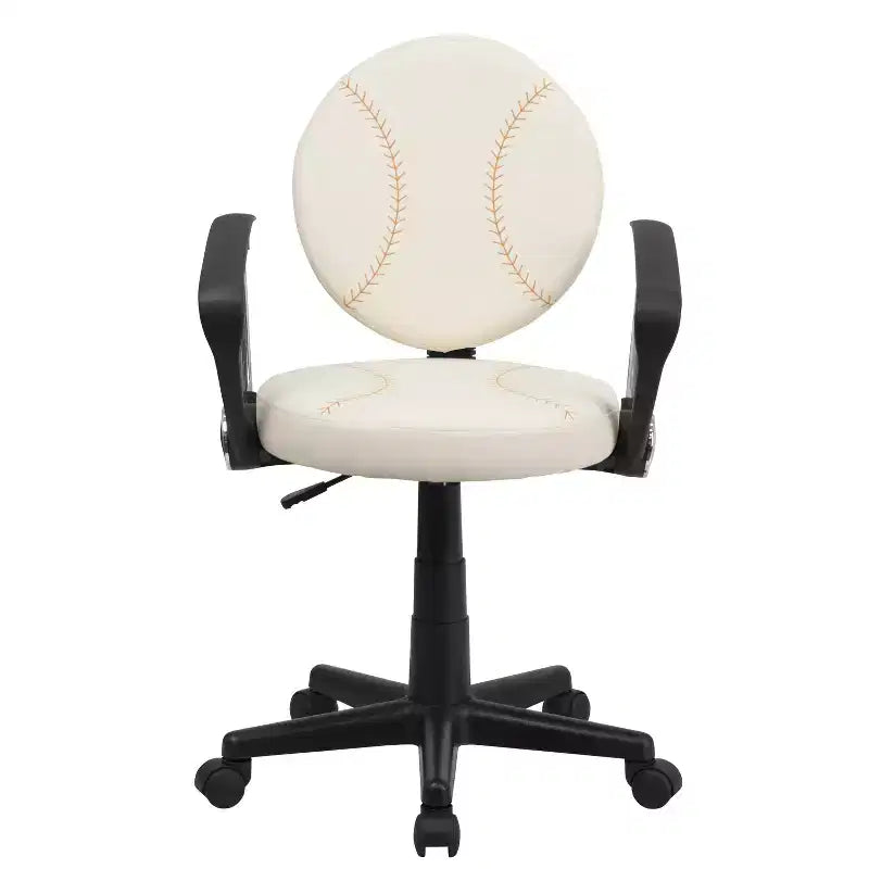 Sedia Girevole da Lavoro Monoposto con Braccioli, Nera e Arancione / Stile Sportivo