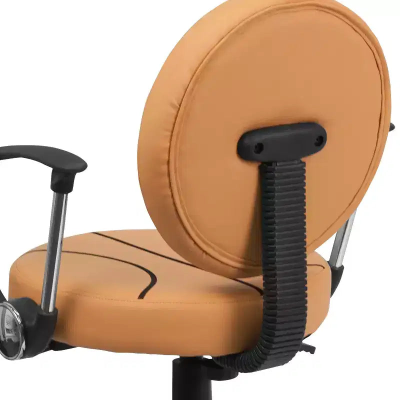 Sedia Girevole da Lavoro Monoposto con Braccioli, Nera e Arancione / Stile Sportivo