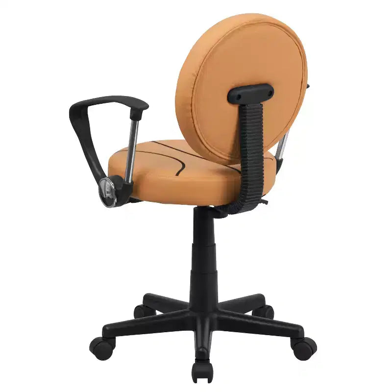 Sedia Girevole da Lavoro Monoposto con Braccioli, Nera e Arancione / Stile Sportivo