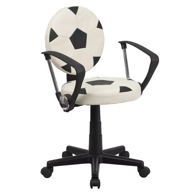 Sedia Girevole da Lavoro Monoposto con Braccioli, Nera e Arancione / Stile Sportivo
