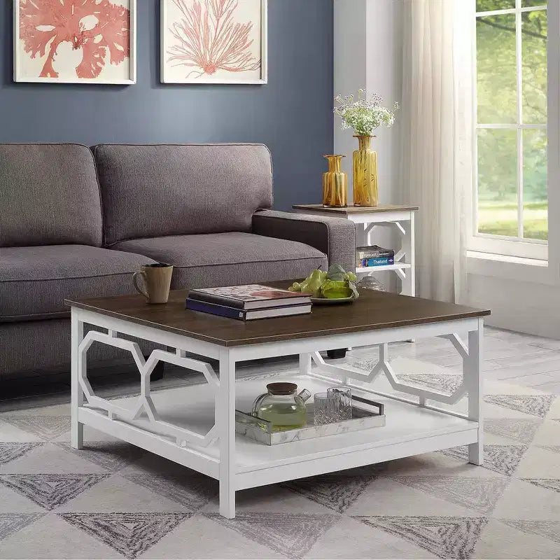 Tavolino quadrato da 91 cm – Nero / Legno sbiancato / Espresso / Grigio, montaggio a 1 persona