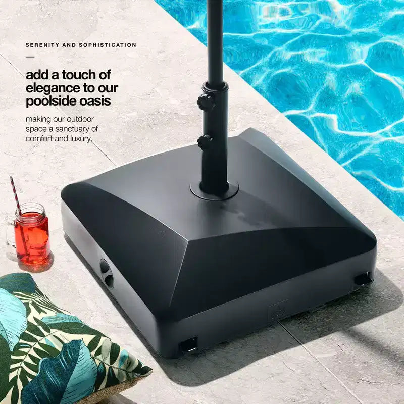 Base Ombrellone Mobile Ricaricabile Nera con Ruote