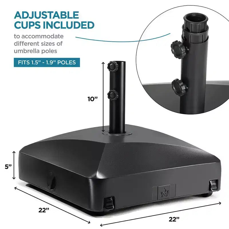 Base Ombrellone Mobile Ricaricabile Nera con Ruote