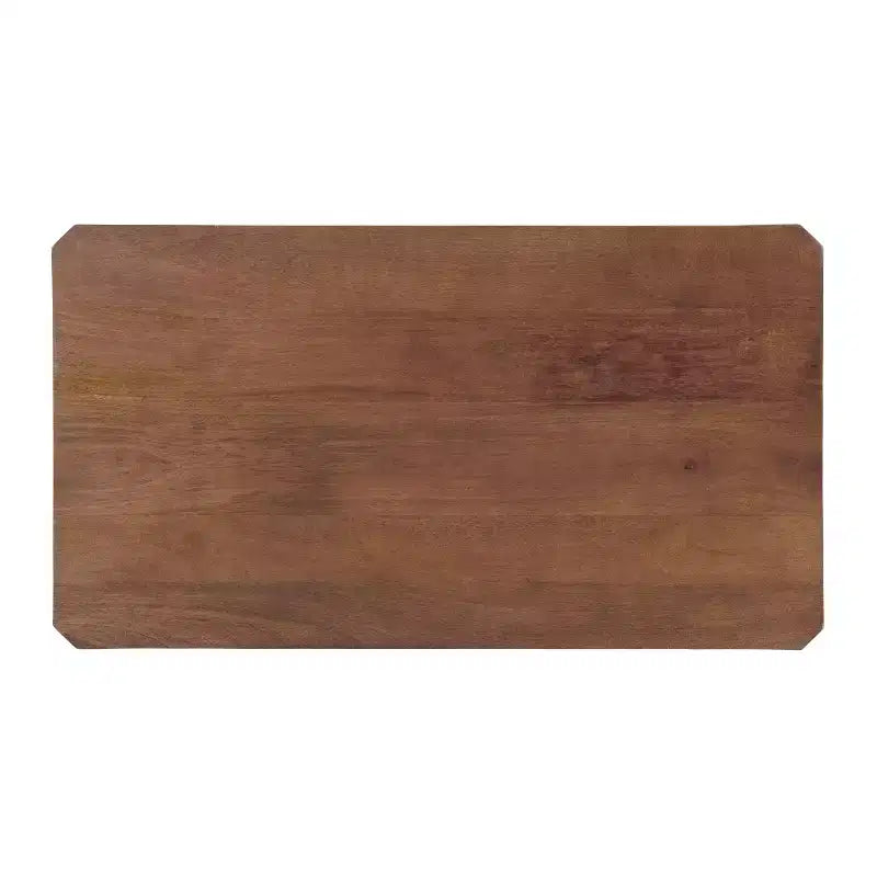 Tavolino da caffè rettangolare a due ripiani in legno massello, finitura naturale/noce