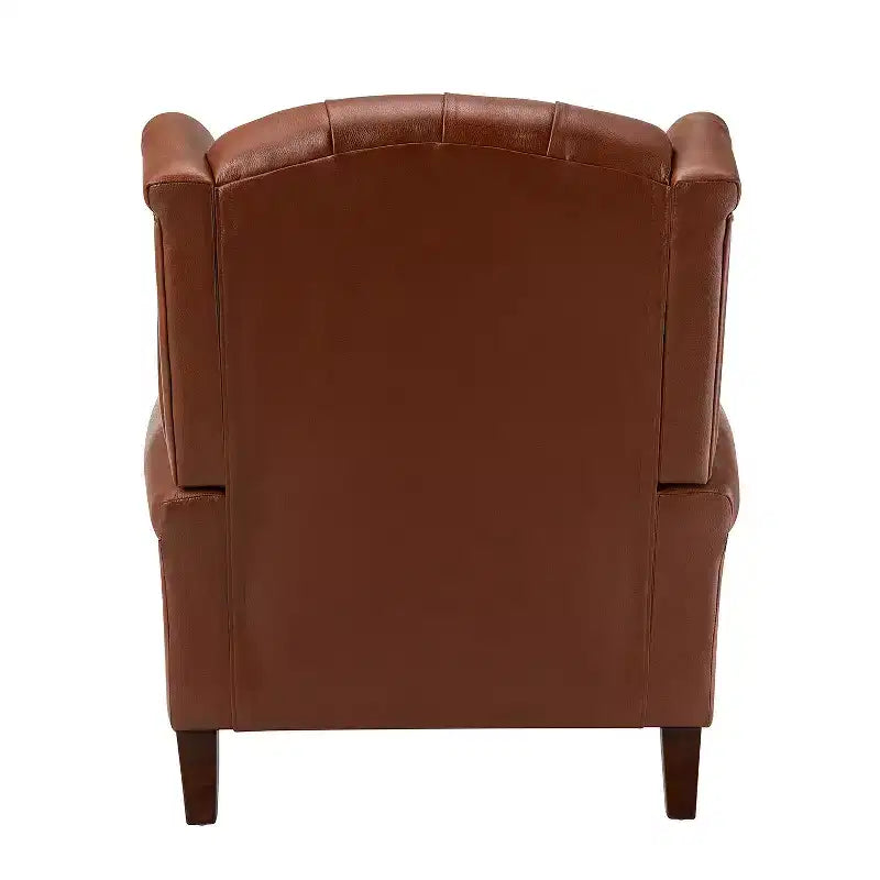 Poltrona Wingback monoposto in vera pelle nera / marrone / bordeaux / cammello / blu navy, con borchie decorative