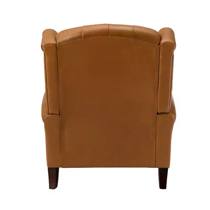 Poltrona Wingback monoposto in vera pelle nera / marrone / bordeaux / cammello / blu navy, con borchie decorative