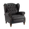 Poltrona Wingback monoposto in vera pelle nera / marrone / bordeaux / cammello / blu navy, con borchie decorative