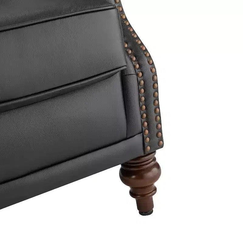 Poltrona in vera pelle con schienale alto (wingback), set da 2, nera/marrone/bordeaux/cammello/blu scuro