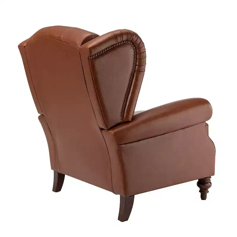 Poltrona in vera pelle con schienale alto (wingback), set da 2, nera/marrone/bordeaux/cammello/blu scuro