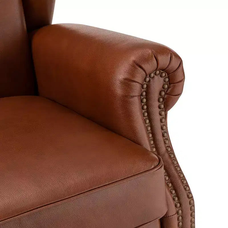 Poltrona in vera pelle con schienale alto (wingback), set da 2, nera/marrone/bordeaux/cammello/blu scuro