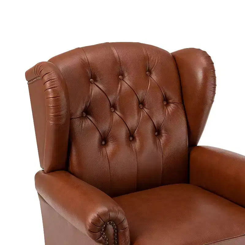 Poltrona in vera pelle con schienale alto (wingback), set da 2, nera/marrone/bordeaux/cammello/blu scuro